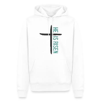 Il est ressuscité - Sweat à capuche Premium bio Homme - blanc - Devant - Nico (187cm)