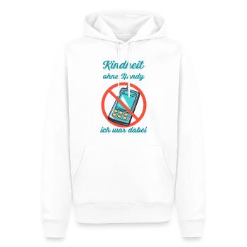 Kindheit ohne Handy, ich war dabei - Männer Premium Bio Hoodie - Weiß - Vorne - Nico (187cm)