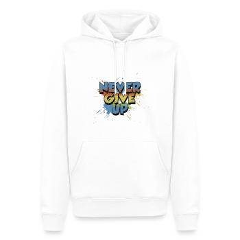 Geben Sie niemals auf - Männer Premium Bio Hoodie - Weiß - Vorne - Nico (187cm)