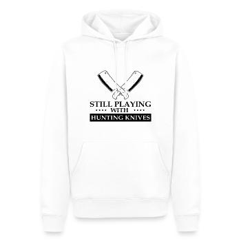 Jeux avec couteau de cuisine Collecteur de couteaux Ventilateur de couteau - Sweat à capuche Premium bio Homme - blanc - Devant - Nico (187cm)