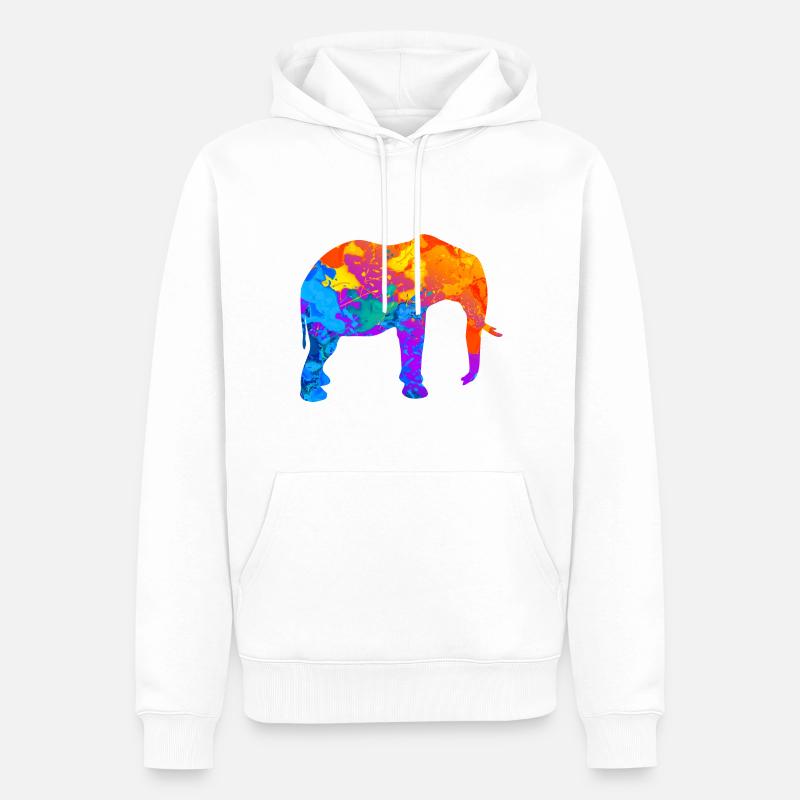 Cadeau Elephant Elephant Silhouette - Sweat à capuche Premium bio Homme - blanc