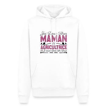 J'ai deux titres maman et Agricultrice.CadeauMaman - Sweat à capuche Premium bio Homme - blanc - Devant - Nico (187cm)