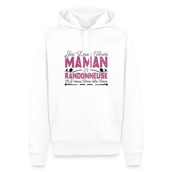 J'ai deux titres maman et Randonneuse.Cadeau Maman - Sweat à capuche Premium bio Homme - blanc - Devant - Nico (187cm)