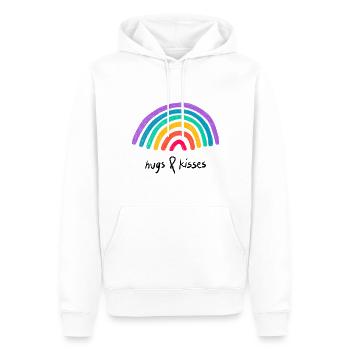 Liebesgrafik hugs and kisses Regenbogen - Männer Premium Bio Hoodie - Weiß - Vorne - Nico (187cm)