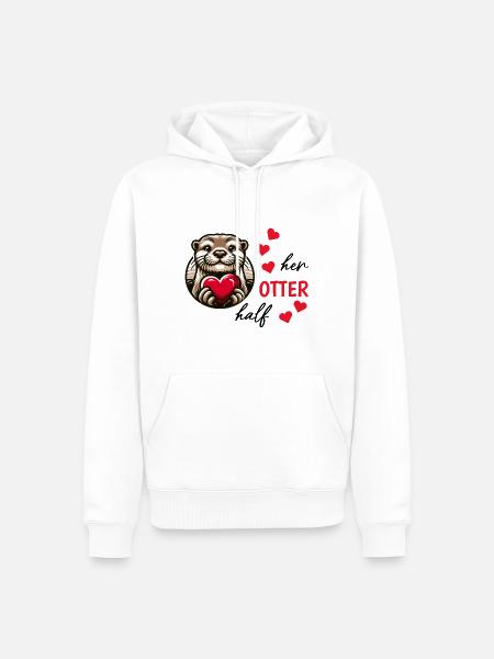 Otter Half Love Gift - Men’s Premium Organic Hoodie - white