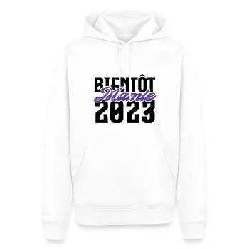 Cadeau Annonce grossesse bientôt Mamie 2023. - Sweat à capuche Premium bio Homme - blanc - Devant - Nico (187cm)