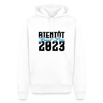 Cadeau Annonce grossesse bientôt Grand-père 2023. - Sweat à capuche Premium bio Homme - blanc - Devant - Nico (187cm)