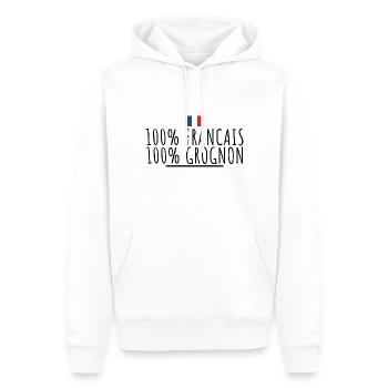 100% français 100% grognon - Sweat à capuche Premium bio Homme - blanc - Devant - Nico (187cm)