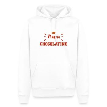 Papa chocolatine viennoiserie - Sweat à capuche Premium bio Homme - blanc - Devant - Nico (187cm)