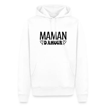 Maman d'amour, fêtes des mères. cadeau maman, mère - Sweat à capuche Premium bio Homme - blanc - Devant - Nico (187cm)