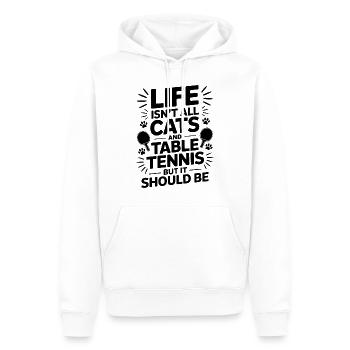 Tennis de table dicton, blague de chat, cadeau de tennis de table - Sweat à capuche Premium bio Homme - blanc - Devant - Nico (187cm)