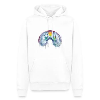 Zwillings-Einhörner und der strahlende Regenbogen: Aquarell - Männer Premium Bio Hoodie - Weiß - Vorne - Nico (187cm)