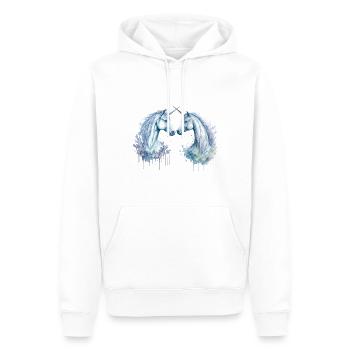 Licornes jumelles : Magie de l’aquarelle - Sweat à capuche Premium bio Homme - blanc - Devant - Nico (187cm)