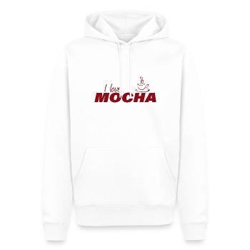 J’ADORE LE MOKA - Sweat à capuche Premium bio Homme - blanc - Devant - Nico (187cm)