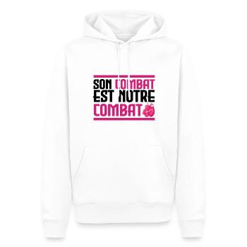Sein Kampf ist unser Kampf - Krebs - Männer Premium Bio Hoodie - Weiß - Vorne - Nico (187cm)