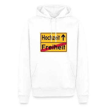 Hochzeit Freiheit Abschied Feier Schild - Männer Premium Bio Hoodie - Weiß - Vorne - Nico (187cm)