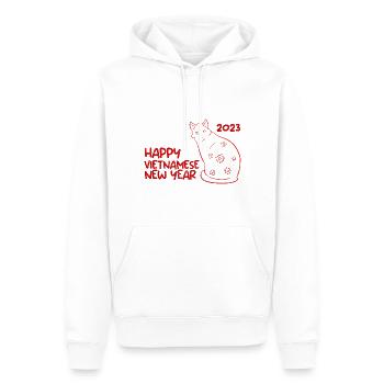 Chat du Nouvel An vietnamien 2023 I Cadeau - Sweat à capuche Premium bio Homme - blanc - Devant - Nico (187cm)