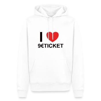 9 Euro Ticket Zug Deutschlandweit Nahverkehr - Männer Premium Bio Hoodie - Weiß - Vorne - Nico (187cm)