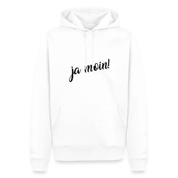 Ja Moin! - Guten Morgen - Nordsee - Ostsee - Anker - Männer Premium Bio Hoodie - Weiß - Vorne - Nico (187cm)