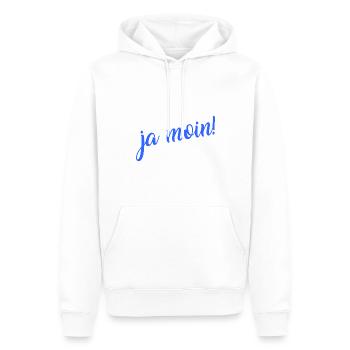 Ja Moin! - Guten Morgen - Nordsee - Ostsee - Anker - Männer Premium Bio Hoodie - Weiß - Vorne - Nico (187cm)
