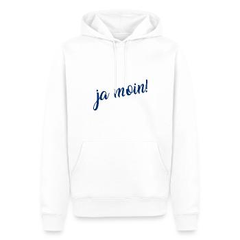 Ja Moin! - Guten Morgen - Nordsee - Ostsee - Anker - Männer Premium Bio Hoodie - Weiß - Vorne - Nico (187cm)