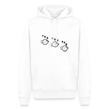 Trois drôles de bancs de poissons en formation - Sweat à capuche Premium bio Homme - blanc - Devant - Nico (187cm)