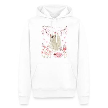 Kat onder kersenbloesem - Mannen Premium Bio hoodie - wit - Voor - Nico (187cm)