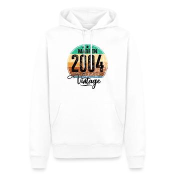 Vintage Fabriqué en 2004 Année de naissance 2004 Anniversaire - Sweat à capuche Premium bio Homme - blanc - Devant - Nico (187cm)