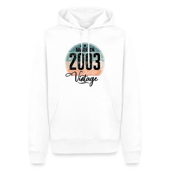 Vintage Fabriqué en 2003 Année de naissance 2003 Anniversaire - Sweat à capuche Premium bio Homme - blanc - Devant - Nico (187cm)