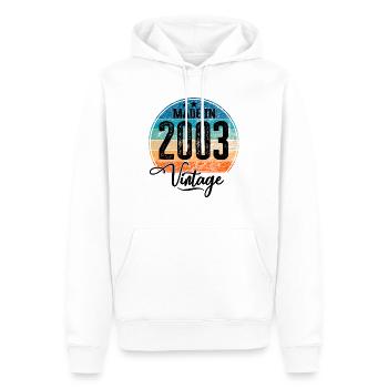 Vintage Fabriqué en 2003 Année de naissance 2003 Anniversaire - Sweat à capuche Premium bio Homme - blanc - Devant - Nico (187cm)