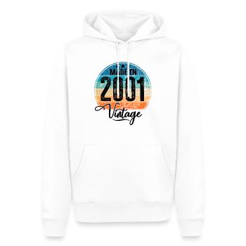 Millésime Fabriqué en 2001 Année de naissance 2001 Anniversaire - Sweat à capuche Premium bio Homme - blanc - Devant - Nico (187cm)