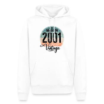 Millésime Fabriqué en 2001 Année de naissance 2001 Anniversaire - Sweat à capuche Premium bio Homme - blanc - Devant - Nico (187cm)