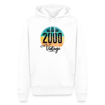 Vintage Fabriqué en 2000 Année de naissance 2000 Anniversaire - Sweat à capuche Premium bio Homme - blanc - Devant - Nico (187cm)
