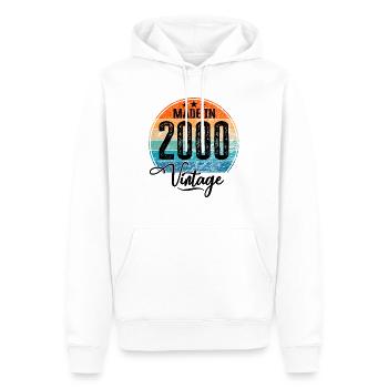 Vintage Fabriqué en 2000 Année de naissance 2000 Anniversaire - Sweat à capuche Premium bio Homme - blanc - Devant - Nico (187cm)