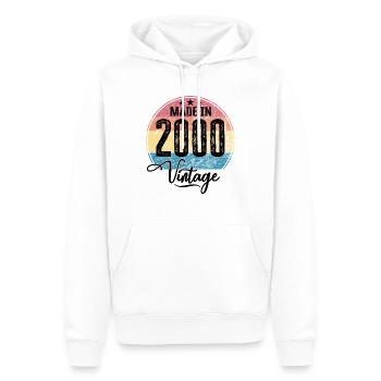 Vintage Fabriqué en 2000 Année de naissance 2000 Anniversaire - Sweat à capuche Premium bio Homme - blanc - Devant - Nico (187cm)