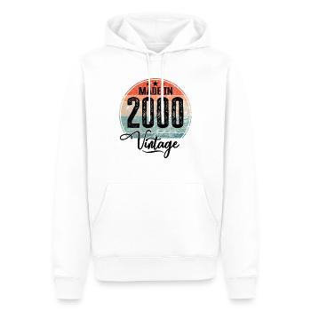 Vintage Fabriqué en 2000 Année de naissance 2000 Anniversaire - Sweat à capuche Premium bio Homme - blanc - Devant - Nico (187cm)