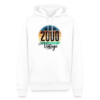 Vintage Fabriqué en 2000 Année de naissance 2000 Anniversaire - Sweat à capuche Premium bio Homme - blanc - Devant - Nico (187cm)