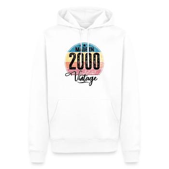 Vintage Fabriqué en 2000 Année de naissance 2000 Anniversaire - Sweat à capuche Premium bio Homme - blanc - Devant - Nico (187cm)