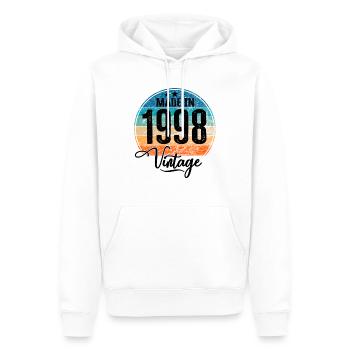 Millésime Fabriqué en 1998 Année de naissance 1998 Anniversaire - Sweat à capuche Premium bio Homme - blanc - Devant - Nico (187cm)
