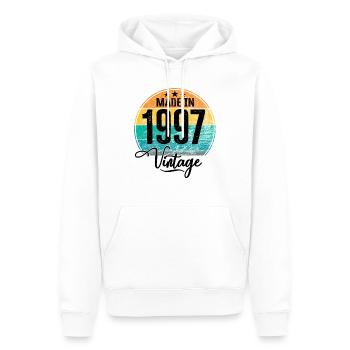 Millésime Fabriqué en 1997 Année de naissance 1997 Anniversaire - Sweat à capuche Premium bio Homme - blanc - Devant - Nico (187cm)