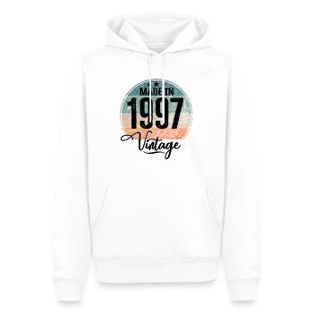 Millésime Fabriqué en 1997 Année de naissance 1997 Anniversaire - Sweat à capuche Premium bio Homme - blanc - Devant - Nico (187cm)