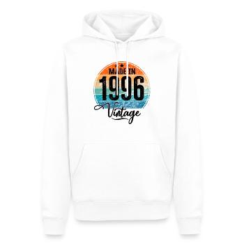 Millésime Fabriqué en 1996 Année de naissance 1996 Anniversaire - Sweat à capuche Premium bio Homme - blanc - Devant - Nico (187cm)