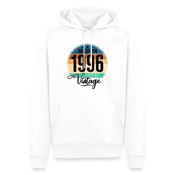 Millésime Fabriqué en 1996 Année de naissance 1996 Anniversaire - Sweat à capuche Premium bio Homme - blanc - Devant - Nico (187cm)