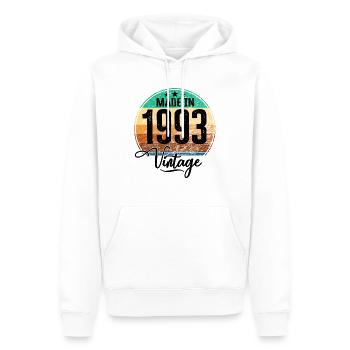 Millésime Fabriqué en 1993 Année de naissance 1993 Anniversaire - Sweat à capuche Premium bio Homme - blanc - Devant - Nico (187cm)