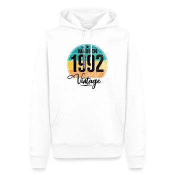 Millésime Fabriqué en 1992 Année de naissance 1992 Anniversaire - Sweat à capuche Premium bio Homme - blanc - Devant - Nico (187cm)