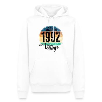 Millésime Fabriqué en 1992 Année de naissance 1992 Anniversaire - Sweat à capuche Premium bio Homme - blanc - Devant - Nico (187cm)