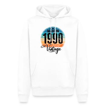 Millésime fabriqué en 1990 Année de naissance 1990 Anniversaire - Sweat à capuche Premium bio Homme - blanc - Devant - Nico (187cm)