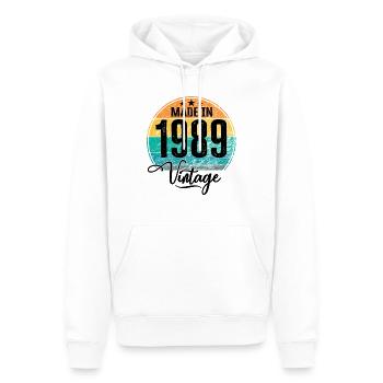 Millésime Fabriqué en 1989 Année de naissance 1989 Anniversaire - Sweat à capuche Premium bio Homme - blanc - Devant - Nico (187cm)