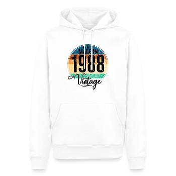Millésime Fabriqué en 1988 Année de naissance 1988 Anniversaire - Sweat à capuche Premium bio Homme - blanc - Devant - Nico (187cm)