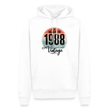 Millésime Fabriqué en 1988 Année de naissance 1988 Anniversaire - Sweat à capuche Premium bio Homme - blanc - Devant - Nico (187cm)